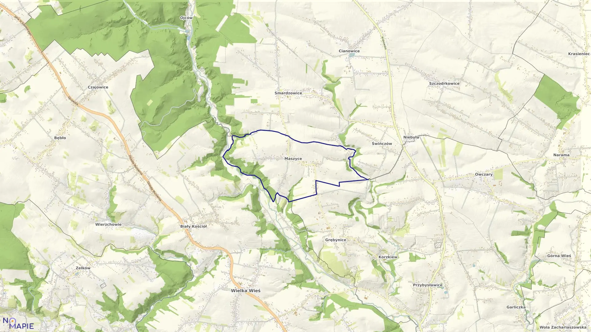 Mapa obrębu Maszyce w gminie Skała