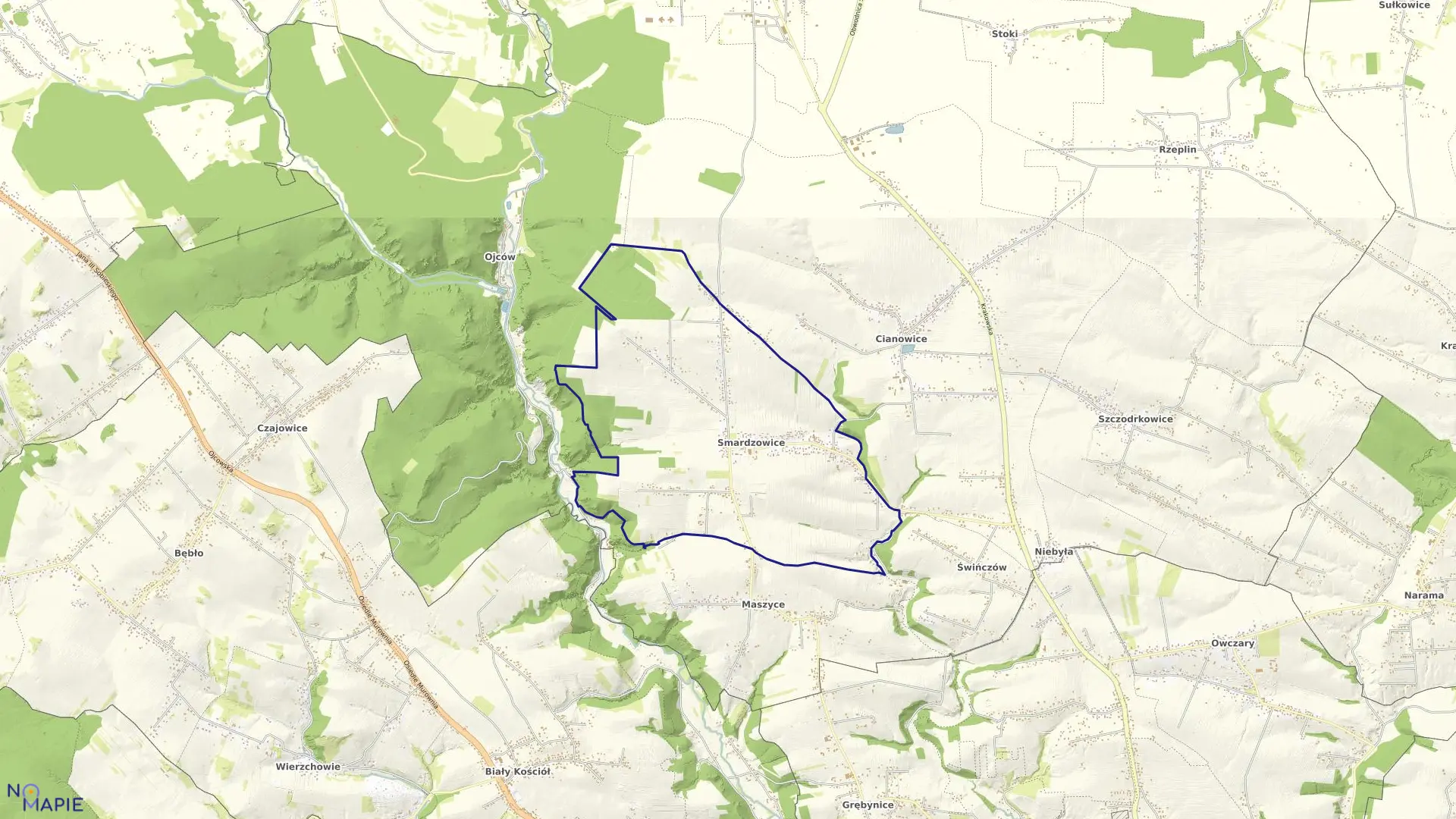 Mapa obrębu Smardzowice w gminie Skała